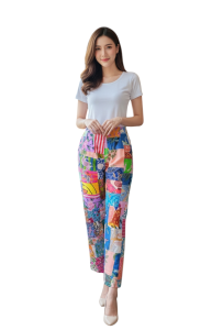 🌸 กางเกงโบฮีเมียนขายาว Patchwork รอบตัว | ทรงบอย ไม่มีขอบเอว | ผ้าป่านอินเดีย/อัดกาวทั้งตัว อยู่ทรงสวย | Handmade S-5XL