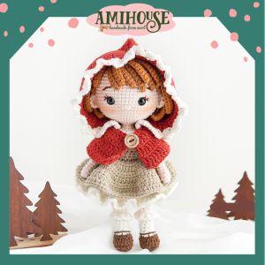 Búp bê Cô bé quàng khăn đỏ len móc 22-27cm – Đồ chơi handmade cho bé gái – An toàn – Đáng yêu – Ami House