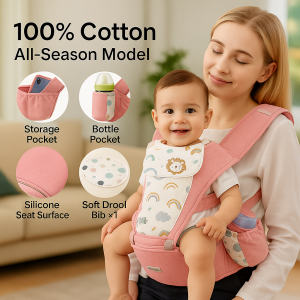 Beige Newborn Ergonomic Baby Carrier Backpack Infant Baby Hipseat Carrier Front Facing Ergonomic Kangaroo Baby Wrap Sling Travel