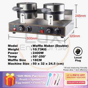 🔥READY STOCK🔥SHIP OUT IN 24Hrs🔥 Commercial Stainless-Steel 18CM Double Head Electric Waffle Maker Machine Non-Stick