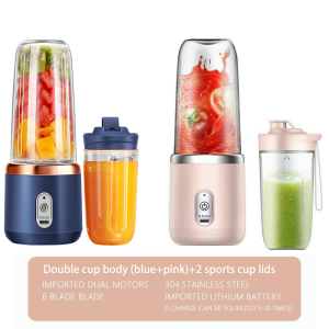 【2-day delivery】Electric fruit juicer blender juice mixer mini Wireless Portable household USB Charging 6 Blade gift juice cup