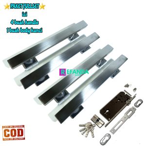 fullset lock body kunci dan 4buah gagang tarikan handle pintu rumah untuk pintu depan model kupu tarung daun pintu 2