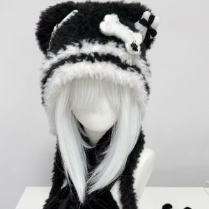 BESTITIT Mềm mại Mũ Gothic Harajuku Đan len Đồ nhồi bông Mũ Punk Lolita Những cô gái cay nồng Ngôi sao xương nhỏ Mũ len