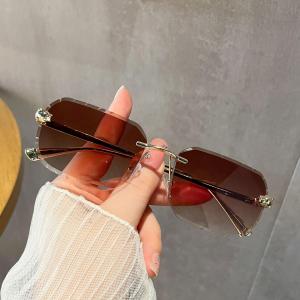 JN IMPRESSION New vuông không Khung kính râm gọng kim loại bảo vệ khỏi tia UV chống tia cực tím trang trí kính mát