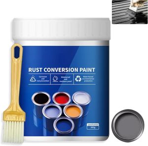 Weatherproof Rust Converter Paint For MetalRust Remover for Metals and PrimerWater-Based Industrial Anti-Rust Metallic Paint with Brush(Black)