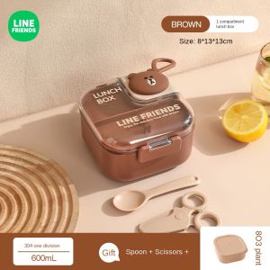 100% Authentic Line Friends Lunch Box Kids Eco-friendly Portable 304 Stainless Steel Material High Temperature Resistance Anti-corrosion LFB145