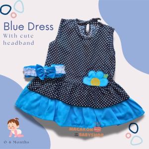 Dress bayi perempuan 0 6 bulan/dress bayi bunga free headband murah lucu