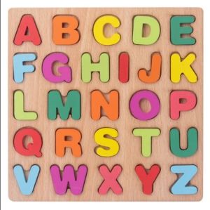 Mainan Puzzle Kayu 3D Huruf Angka Bentuk Geometri
