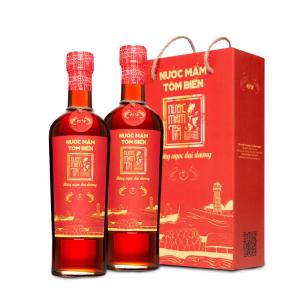 [Tặng Sốt mắm trộn gỏi và Nước tương 3in1] Combo Hiệu Tôm Biển 45N 500ml và Cá Cơm Ruột Đỏ 60N 500ml Nước mắm Tĩn