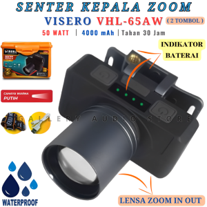 Senter Kepala Zoom VISERO VHL-65AW 50 Watt | Senter Kepala Super Terang LED Visero VHL-65AW Anti Air Baterai 4000mAh Tahan Hingga 30 Jam | Senter Kepala Visero Lensa Bisa Di Zoom Cas USB Rechargeable Isi Ulang Tahan Lama | Cod