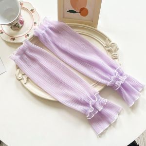 ถุงมือจับจีบแขนยาวสำหรับผู้หญิงฤดูร้อนปลอกแขนแบบไม่มีนิ้วทำจากครีมกันแดดระบายอากาศได้สำหรับถุงมือเซ็กซี่