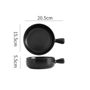 1PC Ceramic Handle Bowl Round Rice Bowl Breakfast Bowl Tableware Nordic Style Kitchen Utensils Home Soup with Handle