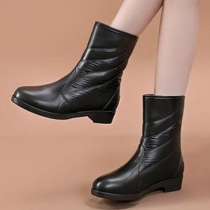 Womens Fashionable Mid-Calf Rain Boots - Non-Slip Waterproof Durable Comfortable Slip-On Rain Shoes for Outdoor Wear