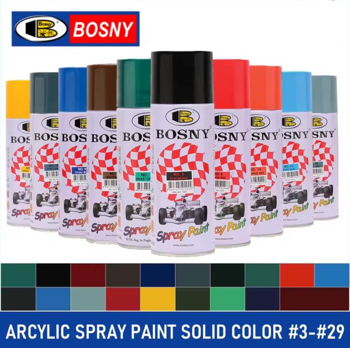 Bosny Acrylic Spray Paint 49 colors - 190 Clear / 191 Clear Flat / 4 ...