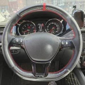 scope Car Steering Wheel Cover Genuine Leather For Volkswagen Golf 7 GTI Golf R MK7 Polo Scirocco 2015 Steering Wheel Car Accessory T4N8K