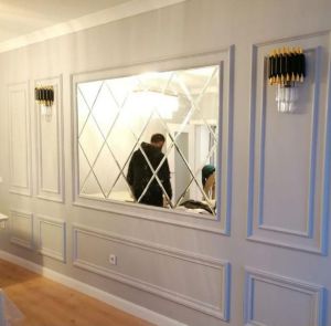 Kaca Cermin Moulding Paket Ukuran 168CM X 84CM Tebal 2MM / Kaca Cermin Tempel Rectangular / Dekorasi Dinding Rumah Minimalis ASLI KACA 100%