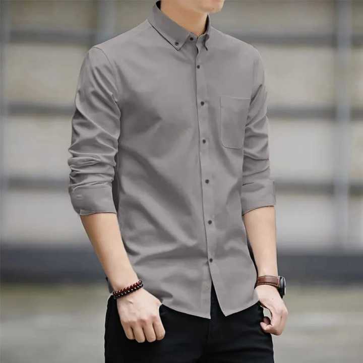 Polos Lengan Panjang Polos Casuales Baju Kemeja Polos Pria Lengan
