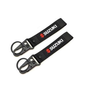 Motorcycle Culture Keychain Nylon Fabric Double Sided Printed Key Tag for Motorbike Car Scooter