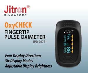 Jitron OxyCHECK Fingertip Pulse Oximeter JPO-707A - 2 Years Local (Singapore) Manufacturer Warranty - Medical Device Approved in Singapore