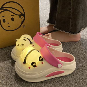[Free Shipping] Summer New Thick-Soled Panda Clogs For Women Versatile Outdoor Wear Platform Height-Increasing Closed-Toe Slippers For Women Summer Style