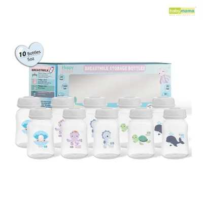 Huppy Buppy Standard Neck Milk Storage Bottle 150ml (10 Pieces) | Baby Feeding Bottle Breastmilk Storage BPA Free
