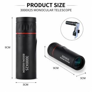 Professional HD Zoom Monocular 3000x25 for Adults Mini Portable Telescope for Outdoor Camping Hiking