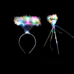 LED Luminous Angel Wings Halo Headband Fairy Wand Skirt Kids Cosplay Costume Girls Gifts
