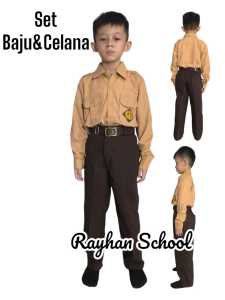 Setelan Baju&Celana Seragam Pramuka Lengan Panjang Anak Laki-laki Usia 5-20thn