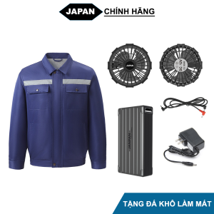 [GIẢM GIÁ] Bộ Áo Điều Hòa Nhật Bản ZASKY Chính Hãng Cao Cấp Chất Liệu Vải 100% Cotton Có Lớp Lưới Thấm Hút Mồ Hôi Bên Trong PIN 50.000mAh Quạt Không Chổi Than 12V Thời Gian Chạy 13-17 Tiếng Tặng Đá Khô Bảo Hành 12 Tháng