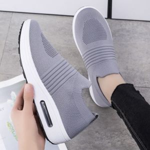 Sports Running Sneakers Shoes For Women Comfortable Slip On Walking Shoes Korean Fashion Black Rubber Shoes For Ladies