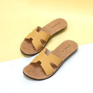 Staavia Sandal - CLARA Sandal Flat Model H Bahan Kulit Sintetis Alas Karet Anti Licin