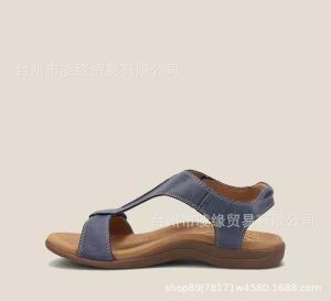 [Free Shipping] New Women’S Flat Sandals Featuring A Flat Sole A Slight Heel A Solid Color And A Velcro Closure Available In Larger Sizes