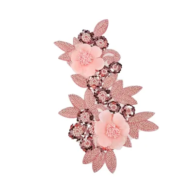 JEAWR Handmade Flower Embroidery Applique Lace Fabric DIY Crafts Cloth Patch Clothes Accessory Sequin Cloth Applique Dressmaking