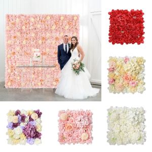 SKJK Handmade Artificial Flower Wall Panels Realistic Rose Theme Wedding Wall Backdrop Elegant Durable Plastic 3D Floral Wall Party