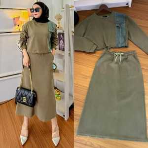 Setelan Rok LALISA SET / Atasan wanita lengan panjang / Rok jeans wanita kekinian / Atasan wanita terbaru 2024 kekinian / Serelan rok dan atasan / Baju setelan bahan kenit set rok