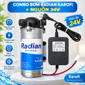 COMBO BƠM TĂNG ÁP RADIAN KAROFI + NGUỒN 24V(DÙNG CHO LỌC NƯỚC VÀ PHUN SƯƠNG)