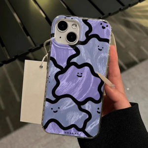 RouJiang Casing For Vivo Y17s Y100 Y03 V29E Y95 Y36 Y28 Y35 Y02 Y21 Y51 Y50 Y20 Y19 Y17 Y1s Y85 Y16 V29 V30 V27e V27 V25 V23e 4G 5G Cartoon Cute Purple Monster Bracket Hand Rope 2024 New ins Minimalist Feather Laser Advanced Phone Case Soft Cover