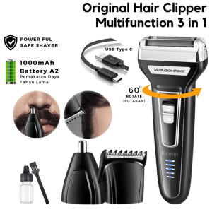 LumG Mesin Cukur 3in1 Multifungsi KEMEI Trimmer Shaver Cas Elektrik Untuk Rambut Kepala Kumis Jenggot Bulu Hidung