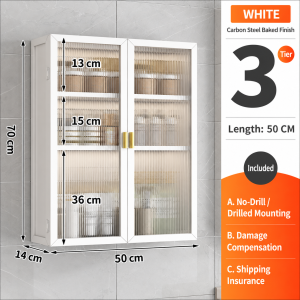 MOD Bathroom Wall Mounted Cabinet No Drill Storage Rack PC Door Adjustable Shelf Cosmetic Makeup Skincare Organizer Home Storage Cabinet