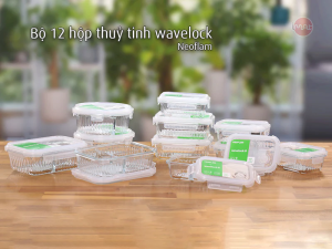 Bộ hộp thuỷ tinh 12 món bảo quản thực phẩm Neoflam Hàn Quốc - Wavelock dùng bảo quản hâm nóng nướng thực phẩm