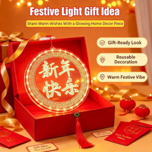 Glowing LED Atmosphere Pendant New Year Decoration Light Up Acrylic Hanging Ornament