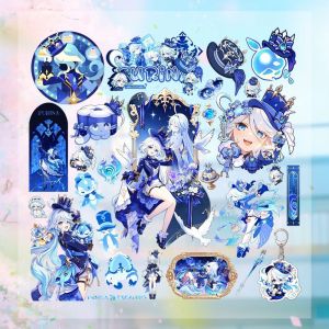 3D Embossed Sticker Sheet Anime Furina Focalors Relief Decal for Journal Scrapbook Collector Aesthetic Water Bottle Laptop Decor