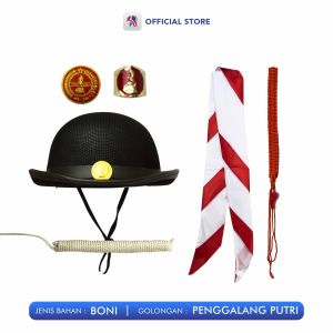 Paket Atribut Pramuka Penggalang Topi Baret Dan Boni Putra Putri (Merah) SD dan SMP