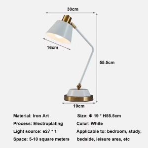 Nordic Quality Table Light Study Eye Protection Reading White Desk Lamp Bedroom Living Room Creative Metal Fixtures