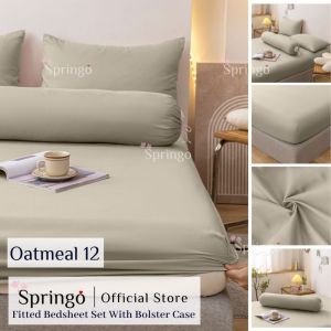 SG Cadar Plain Series Bedsheet 2in1 Single/4in1 Queen Fitted Bedsheet Pillow Case Bolster Case BBZ
