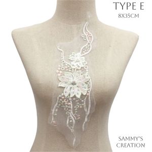 Premium Floral Embroidery Flower Lace Patch Applique Pearl Rhinestone Flower Lace DIY Sewing Cloth Flower Fairy Flower