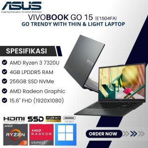 ASUS Vivobook Go 15 (E1504FA) - AMD Ryzen 3 7320U/RAM 4GB/SSD 256GB/FHD/AMD Radeon Graphic/15.6 inch - NJ096