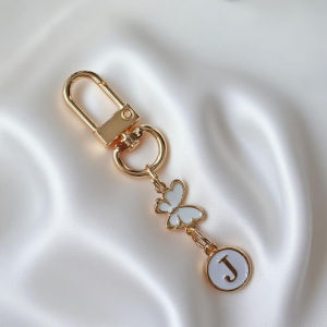 pamelaea Metal Butterfly Letter Keychain Fashion A-z Letter Keyring Charms Car Key Holders Bag Pendant Accessories Jewelry Gift