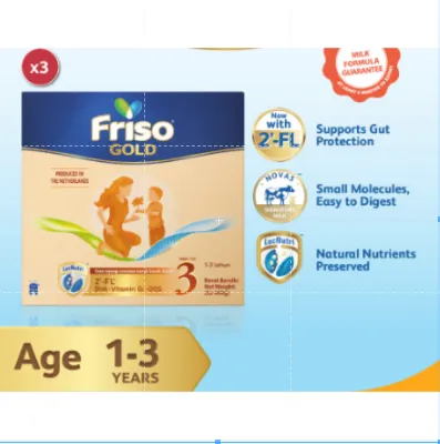 [Upgraded Formula] Friso Gold Step 3 Milk Formula - 1.2kg x 3 (2-FL)