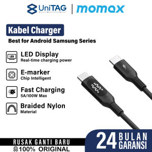 Kabel Data Fast Charging for Macbook Samsung Android MOMAX Elite PD 100W USB C to Type C Braided LED Cable